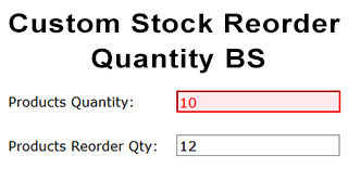 Custom Stock Reorder Quantity BS
